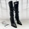 Сапоги, пикантные зимние женские высокие сапоги, модные длинные сапоги с острым носком на шпильке, женские элегантные сапоги до колена, обувь Botas De Mujer 231129