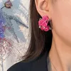 Hoop Earrings Lifefontier Sweet Colorful Cloth Handmade Rose Flower For Women Bohemia C Type Floral Earring Wedding Jewelry 2023