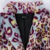 Kvinnors päls faux päls Nerazzurri Multicolor Long Colorful Leopard Print Faux Päls kappa Kvinnor Varma tjocka kvinnor Fashions vinterkläder 5xl 6xl 7xl 231129