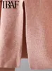 Женские брюки из двух частей TRAF Осенний вязаный свитер с высоким воротником в стиле ретро Модный ретро с прорезями по бокам Свободные прыжки Высокие 2 предмета 231129