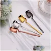 Cucchiai Sier Oro Rame Nero Cucchiaio da dessert Forchetta e tazza Hangable Consegna goccia Casa Giardino Cucina Sala da pranzo Bar Posate Dhuh8