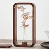 Vases en bois massif Tube à essai Vase plantes hydroponiques verre noyer noir fleur dispositif Transparent dessus de table ornements