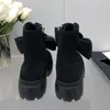 클래식 여성용 발목 부츠 디자이너 동백 시리즈 플랫폼 신발 지저