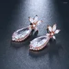 Boucles d'oreilles NoEnName_Null en Zircons, bijoux de fête de mariage élégants, de luxe, longs en cristal CZ, grand pour les mariées et les femmes, 2023