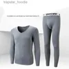 Roupa íntima térmica masculina de alta qualidade Long johns homens conjuntos de roupas íntimas térmicas de lã fina material elástico macio com decote em V camiseta + cuecas tamanho L a 4XL L231130