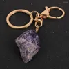 Porte-clés Original améthystes pendentif en cristal porte-clés anneau porte-clés de voiture femmes filles BOHO bijoux en pierre naturelle