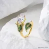 Bandringar Mafisar Fashion Luxury Heart Form Color Zircon Finger Rings for Women Copper Metal Open Ring Wedding Engagement Jewelry R231130