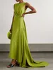 캐주얼 드레스 yeezzi 여성 세련된 우아한 인어 이브닝 드레스 2023 단색 소매가 가운 긴 사우디 아라비아 여성