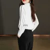 Kvinnors blusar skjortor Elegant Lady White Long Sleeve Fashion Women 2023 Vintage Style Casual Women Basic Tops Cloingyolq