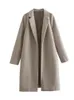 Женское полушерстяное пальто TRAF, разноцветное длинное пальто, женское зимнее пальто с рукавами, шикарная и элегантная куртка, модные уличные кардиганы 231129