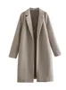 Dameswolmix TRAF Veelkleurige lange jas Damesmouwen Winter Vrouw Chique en elegante jas Mode Street chic Vesten 231129