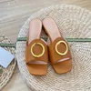 Sandalia de diseñador dermis Slide Sandalias de mujer Zapatilla de plataforma Hebilla de metal Zapatos Chanclas de verano con caja 35-41