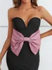 Casual Dresses Est Women Summer Sexy Strapless Bow Tie Black Mini Bodycon Bandage Dress 2023 Elegant Party Stage Performance