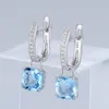 Santuzza boucles d'oreilles en argent pour femmes pur 925 en argent Sterling boucles d'oreilles longues bleu ciel zircon cubique Brincos bijoux de mode J2649