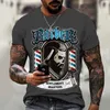 Nova camiseta masculina de manga curta com estampa de barbearia para casal