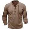 T-shirts hommes Henley cou T-shirt hommes à manches longues bouton décontracté couleur unie mode T-shirts mâle Outddor Sports sommets