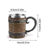 Mugs Viking Wood Style Beer Mug For Christmas Gift Double Wall Drinking Insulated With Metal And Used Kitchen Dinning Bar