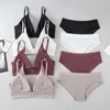 Set sexy da donna Reggiseni senza cuciture Mutandine a vita bassa Reggiseno senza ferretto Comfort Bralette Lingerie Donna Push Up Biancheria intima di seta di ghiaccio 231129