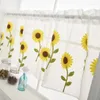 Cortina con bordado de girasoles, cortinas romanas cortas para sala de estar, cocina, ventana pequeña, cortinas de puerta semitransparentes