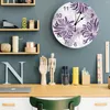 Wall Clocks Chrysanthemum Purple Flower Texture Clock Modern Design Living Room Decor Home Decore Digital