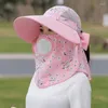 Breda randen hattar 2023 Sun Hat Female Summer Cover Face All-Match med Big Rim Anti-ultraviolet Cycling Sunhat