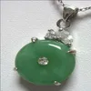 Hele goedkope 2 kleuren mooie groene jade kraal zegenen 18KGP hanger ketting chain332f