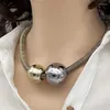 Halsband Punk Einzigartiges Design Dicke Kette Halskette Persönlichkeit Geometrische Kugel Anhänger Collares Für Frauen Modeschmuck