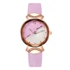 Armbandsur Cherry Powder Luxury Women Dress Watches Enkel kvinnlig kvarts Leahter Watch Women's Fashion Top Brand Casual