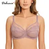 BRAS DOBREVA Femmes Minimiseur Soutien-Gorge Dentelle Floral Plus Taille Voir À Travers Une Couverture Complète Sans Doublure Bralette Avec Armatures 231129