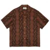 Men's Casual Shirts 2023ss Snake Pattern WACKO MARIA Shirt Men Women 1:1 High Quality Brown Purple White Hawaii Beach Y2k