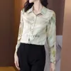 Bluzki damskie koszule wydrukowane kobiety na nowej jesiennej bluzce z długim rękawem 2023 Down-Down Collar Casual Female Tops Blusasyolq