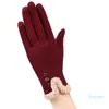 Gants sans doigts Double peluche femmes dames hiver poignet mitaines gant écran tactile rouge