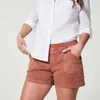 Pantalones cortos para mujer, sarga elástica suave, bolsillos laterales cortos, sensación sin botón, cremallera, ajuste favorecedor, pantalones para mujer 230428