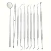 10 unids/set removedor de higiene dental para dientes, kit de limpieza de dientes removedor de cálculo dental, raspador de sarro de acero inoxidable, palillo de dientes y espejo bucal