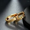 Hoop Earrings Modyle Smooth Stainless Steel Huggie For Women Gold Color Tiny Round Circle Punk Unisex Rock Jewelry