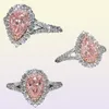 Äkta högkvalitativa rosa härliga puls droppformade simulering Moissanite Wedding Engagement Woman039S Ring57862057332008