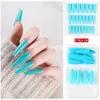 False Nails 24pcs French Colorful Ballerina Long Coffin Glossy Clear Fake Press On Nail Tips Manicure For Women And Girls