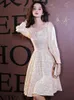 Party Dresses Champagne Colored Dresses for Women's 2023 Summer and Autumn Banquet Annual Party Evening Dresses Short Fitting Dresses for Women