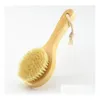 Spazzole da bagno Spugne Scrubber Spazzola per corpo pelle secca con manico corto in legno Setole di cinghiale Scrubber doccia esfoliante Masr Sn4189 Drop Oti3W