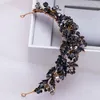 Barokke handgemaakte zwarte kristal kralen bruids tiara's kroon strass diadeem optocht sluier tiara hoofdbanden bruiloft haaraccessoires Y288M