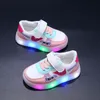 Sneakers Boys and Girls Sports Shoes Magic Sticker Soft Bottom Children s Board Baby LED Light emitting Child 231129