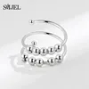 Cluster Rings Crystal Wedding Finger Spinner Fidget Anxiety Ring For Women Daisy Beads Relieving Rotate Anti Stress Toy Girl