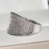 Bagues de cluster Design spécial Bague exagérée pour femme hommes couverture de microscope en cristal complet style hip hop luxe noblesse bijoux bande de doigt