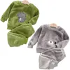 Pyjamas Baby Boy Winter Set Plush Hooded Jacket 2st Children's Casual Outfit Suits Kids Arctic Velvet Tracksuit Toddler Girl Clothing 231129