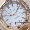 Autentyczne zegarki online Audemar Pigue Royal Oak Series 34 mm średnica 18K Rose Gold Original Diamond Automatyczne mechaniczne Women Watch Luksusowy zegarek 77351Ozz HBM6