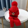 Chapéus Chapéus Inverno Crianças Meninos Meninas Chapéu Quente Cachecol Conjunto Bebê Chapéu De Pelúcia Bonito Dos Desenhos Animados Urso Pulôver Chapéu De Malha Macio Confortável Cachecol 231129