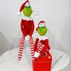 Wysoka qaulity winyl czerwona świąteczne świąteczne lalki pluszowe zabawki zielony potwór elf miękkie nadziewane lalki świąteczne drzewo wiszące dekoracja dzieci noworoczne prezenty