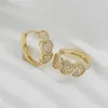 Hoop Earrings UILZ Gold Color Heart Zirconia For Women Sweet Romantic White Crystal Earring Evening Party Jewelry