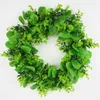 Decorative Flowers 1PC Eucalyptus Wreath Artificial Plants Background Wall Window Wedding Party Decor Vines Garland Supplies