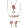 Collier boucles d'oreilles ensemble Park Min Young pendentif fleur rose sa vie privée mode chaîne bijoux saint valentin cadeau